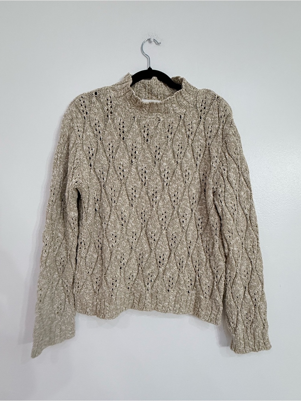 Nordstrom Open Cable Knit Turtleneck Sweater - Beige Cream
